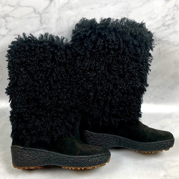 OSCAR Sport Vera Gomma Made In Italy Curly‎ Hair Fuzzy Snow Winter Boots 36 NWOT - Picture 1 of 9